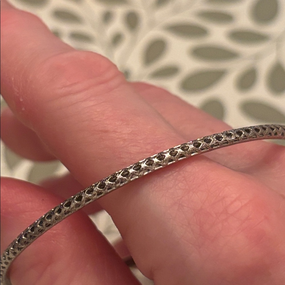 Simple Silver Bangle Bracelet - image 5